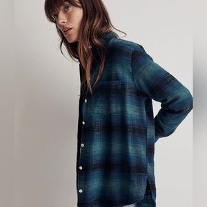 Madewell Slub Flannel Oversized Ex-Boyfriend Shirt in Plaid. XXS